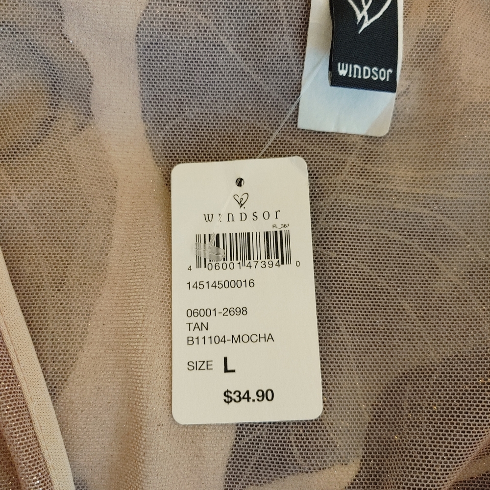 WINDSOR Shimmer Babe Bubble Sleeve Bodysuit, Tan (looks more Blush pink) L - Picture 9 of 12